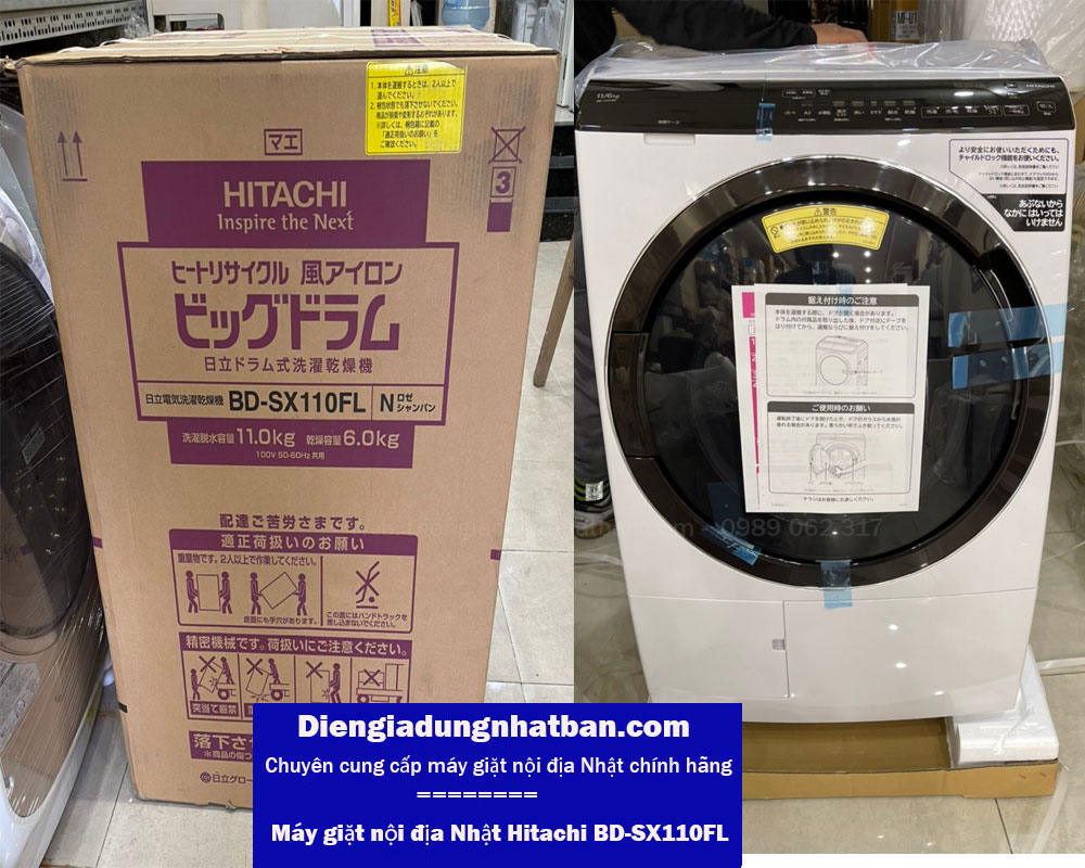 Tổng kho Máy giặt nội địa Nhật Hitachi BD-SX110FL New Giá Rẻ Nhất