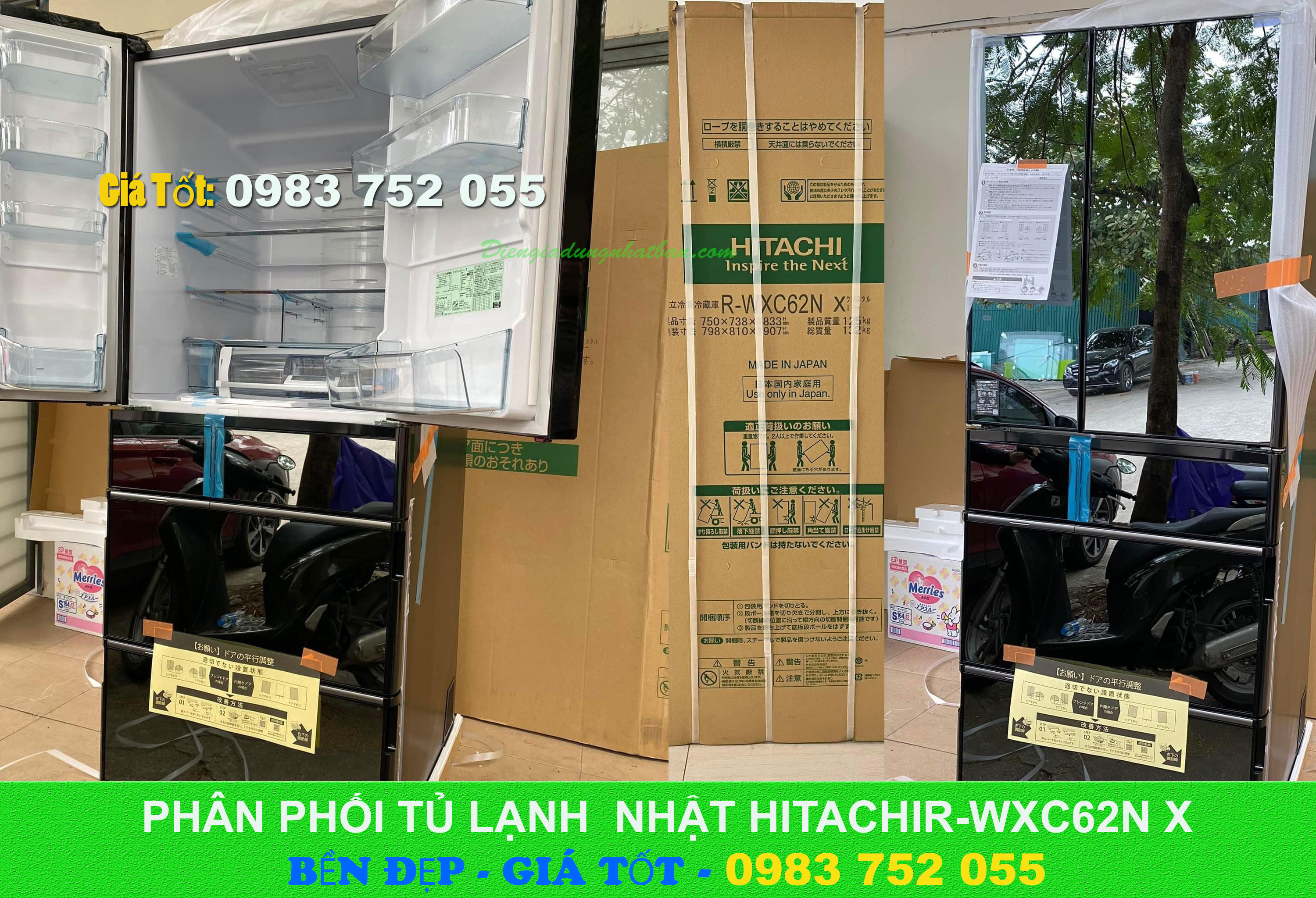 Tu lanh Hitachi R-WXC62N X tai Hai Phong