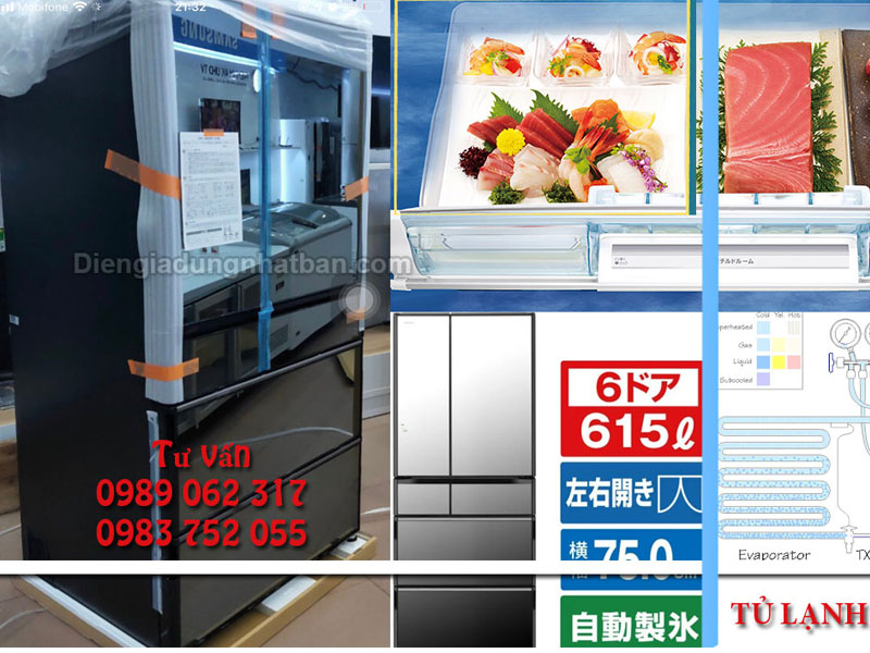 Tủ lạnh nội địa Nhật Hitachi R-WXC62N X Đời Mới Cao Cấp