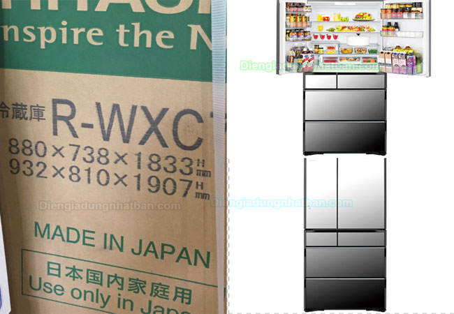 Tủ lạnh nội địa Nhật Hitachi R-WXC74N đời Mới, Giá Tốt